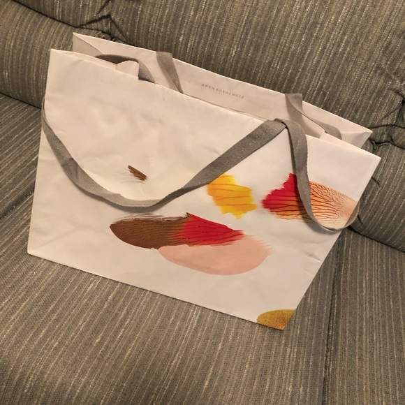Anthropologie Handbags - Anthropologie tote bag paper shopping Disney gray twill ribbon handles white red